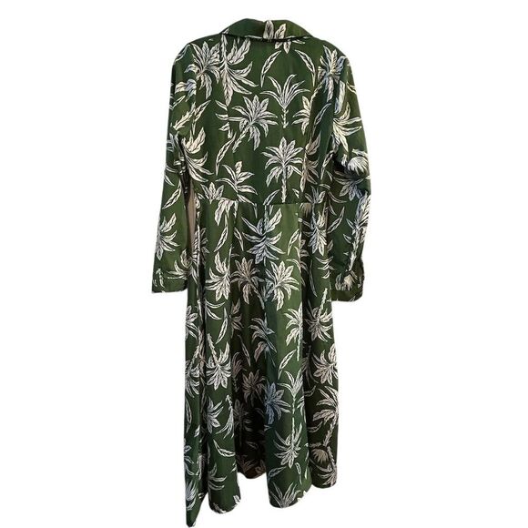 Truly 4 You Women's S Green Palm Leaf Print Midi Dress Summer Casual - Picture 8 of 11